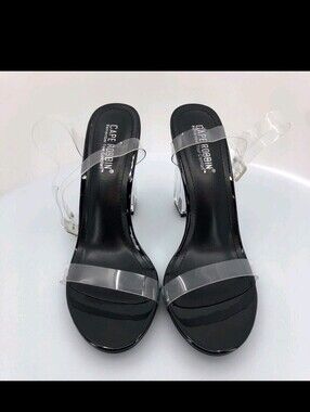 Cape Robbin Black Slide Sandals with Clear Straps